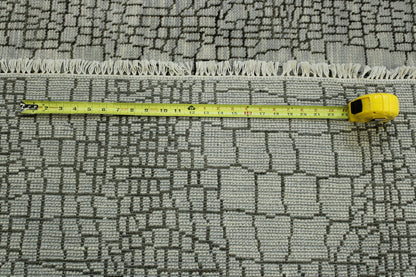 Gray & Beige Modern Jigjag Design rug in room setting