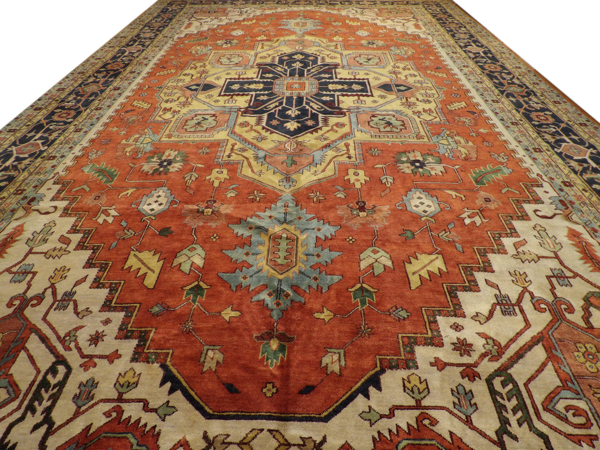 Back of hand-knotted Sherapi rug showing construction