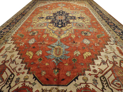 Back of hand-knotted Sherapi rug showing construction