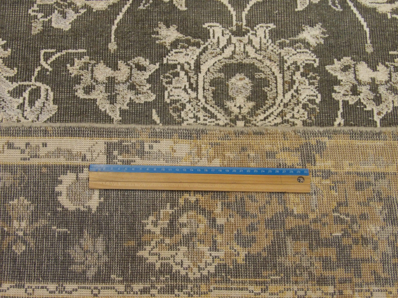 Gold & Green Vintage Erase Design Low Pile Antique Wash rug in room setting
