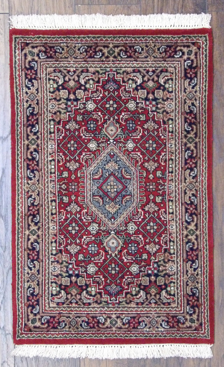Fine Persian Bidjar hand-knotted wool rug in Blue & Red, full view
