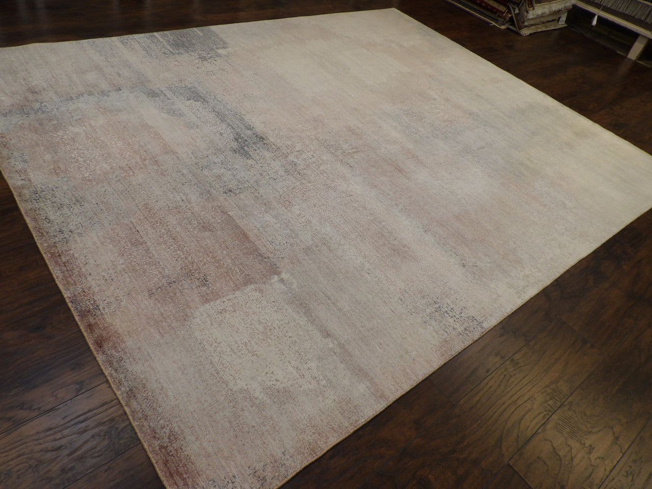 Full view of transitional mosaic rug