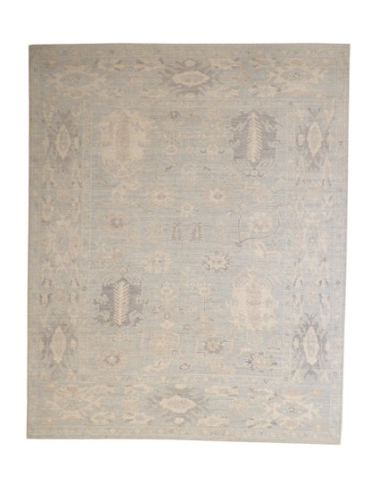 Oushak Wash Chobi hand-knotted wool rug in Blue, full view