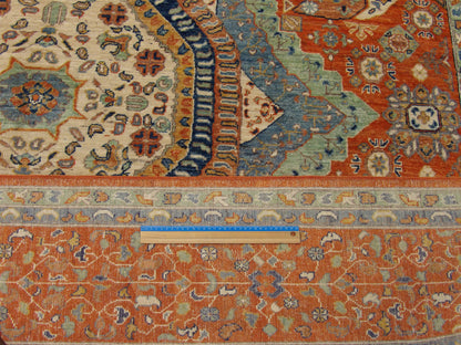 Rust Mamluk Oushak Natural Dye rug in room setting