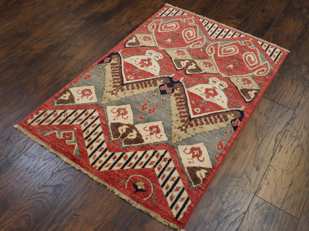 Ikat pattern detail, red rug