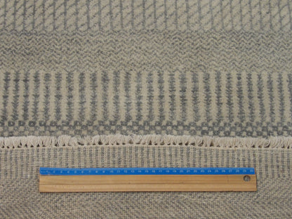 Full view of Indo modern grass design hand-knotted runner