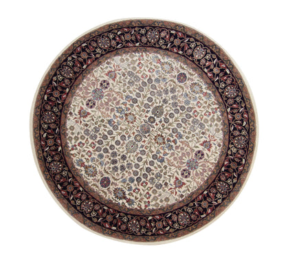 Traditional Fine Heraki hand-knotted wool-silk rug in Black & Beige, full view