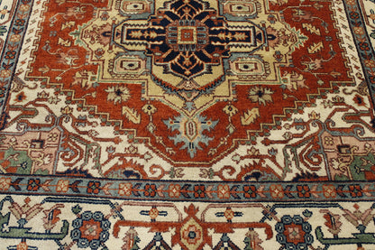 Tribal Indo Heriz rug border detail