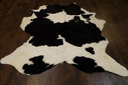 Back of genuine cowhide rug showing hide backing