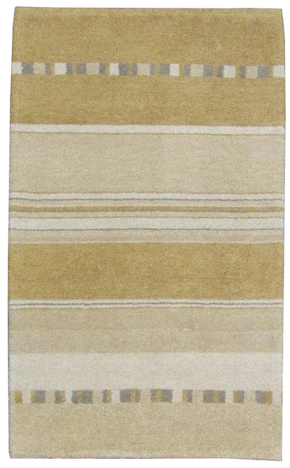 Modern hand-knotted wool rug in gold, full view