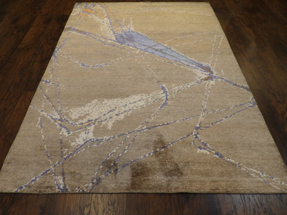 Tibetan Silky Abstract Sci Fi Design rug corner detail