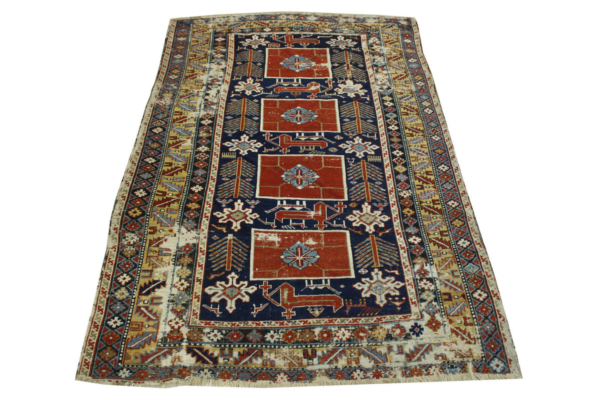 Close-up of wool pile, Blue & Red rug