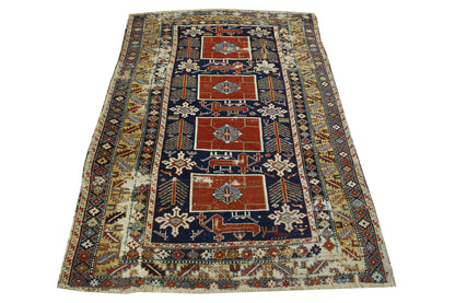 Close-up of wool pile, Blue & Red rug