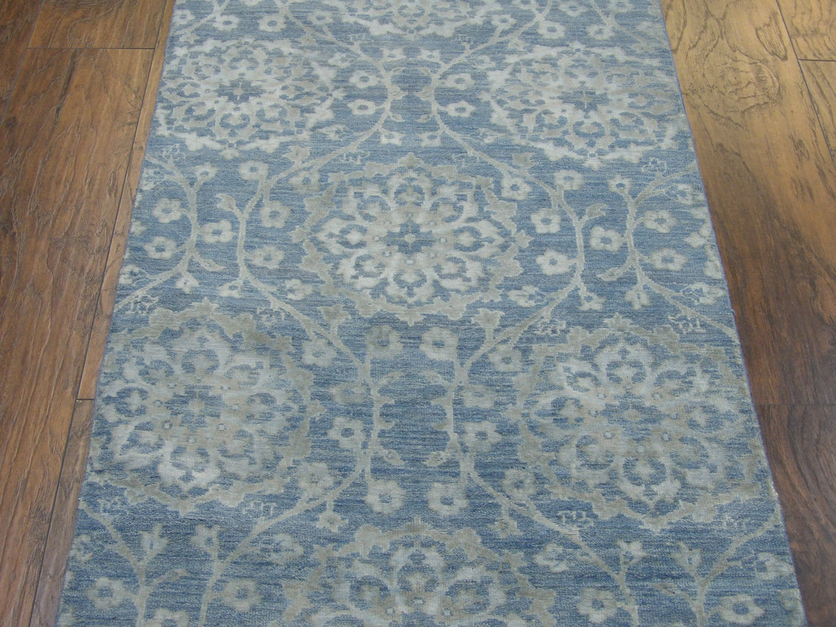 Wool-silk texture close-up, stone wash Oushak runner
