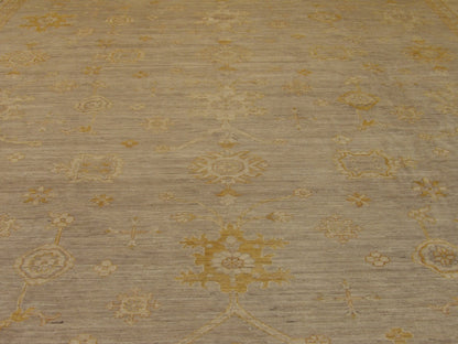 Back of Oushak hand-knotted rug