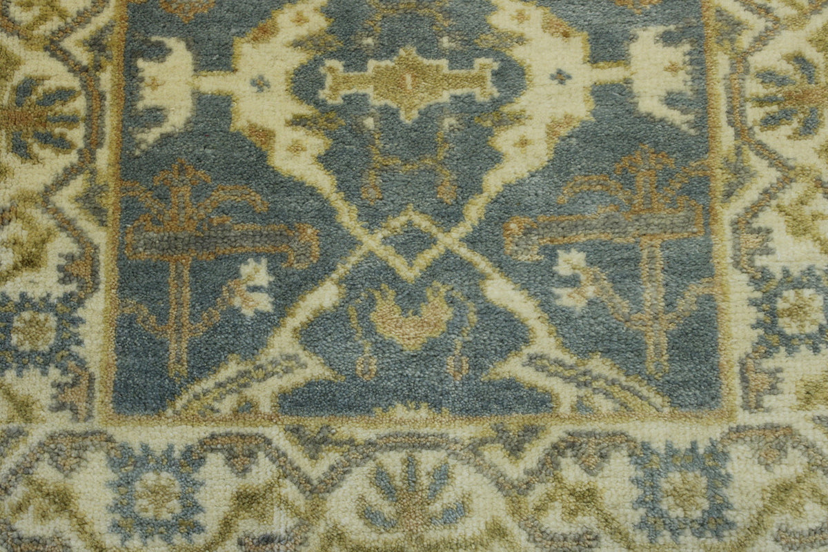 Gray & Beige Oushak Indo Ziegler rug in room setting