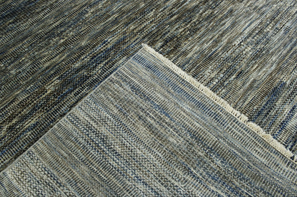 Blue 7'11" x 9'6" Modern Grass Design Hand knotted Wool Rug - Sku: w2148