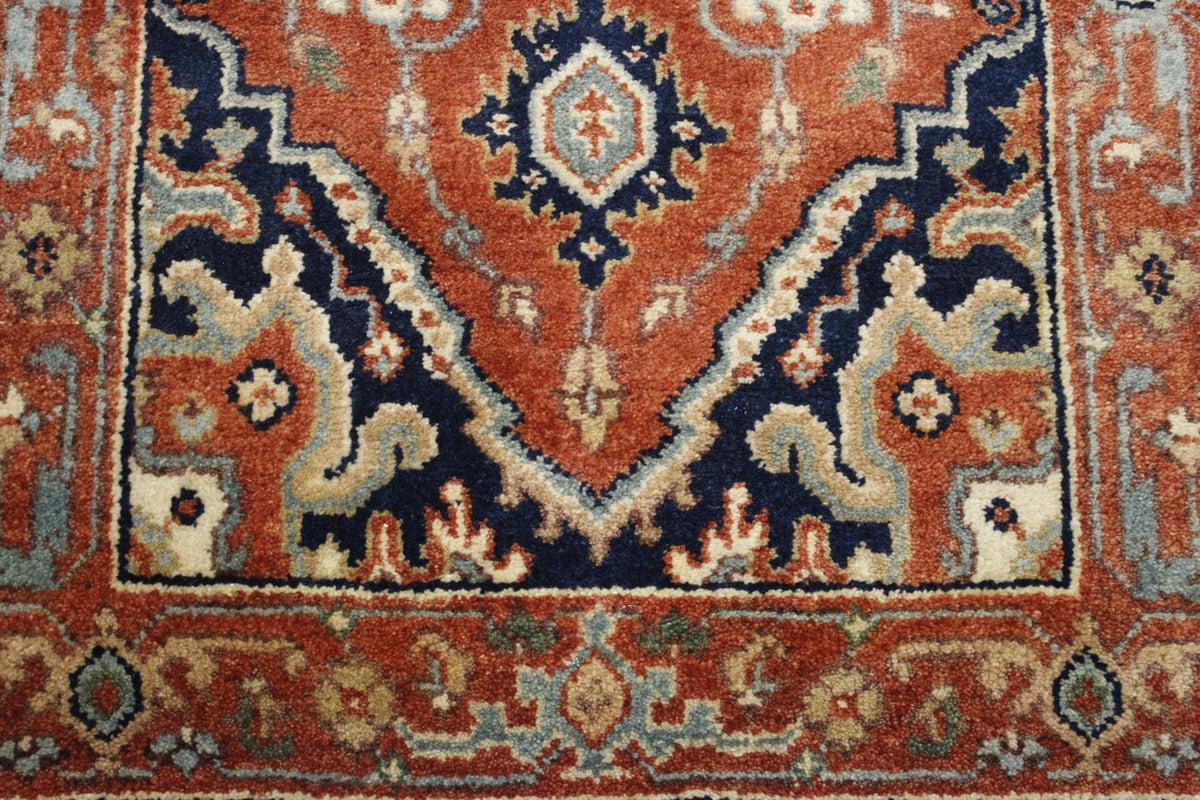 Tribal Indo Sherapi rug border detail