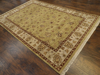 Chobie Oushak / Peshawar hand-knotted wool rug in Green, 6'0" x 9'0", SKU W897