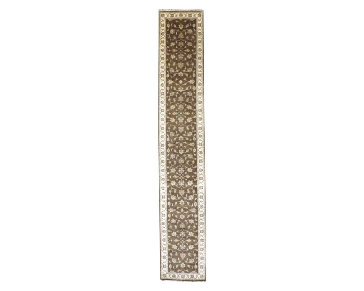 Kashan Oushak / Peshawar hand-knotted wool runner in Brown, 2'9" x 15'10", SKU W1160