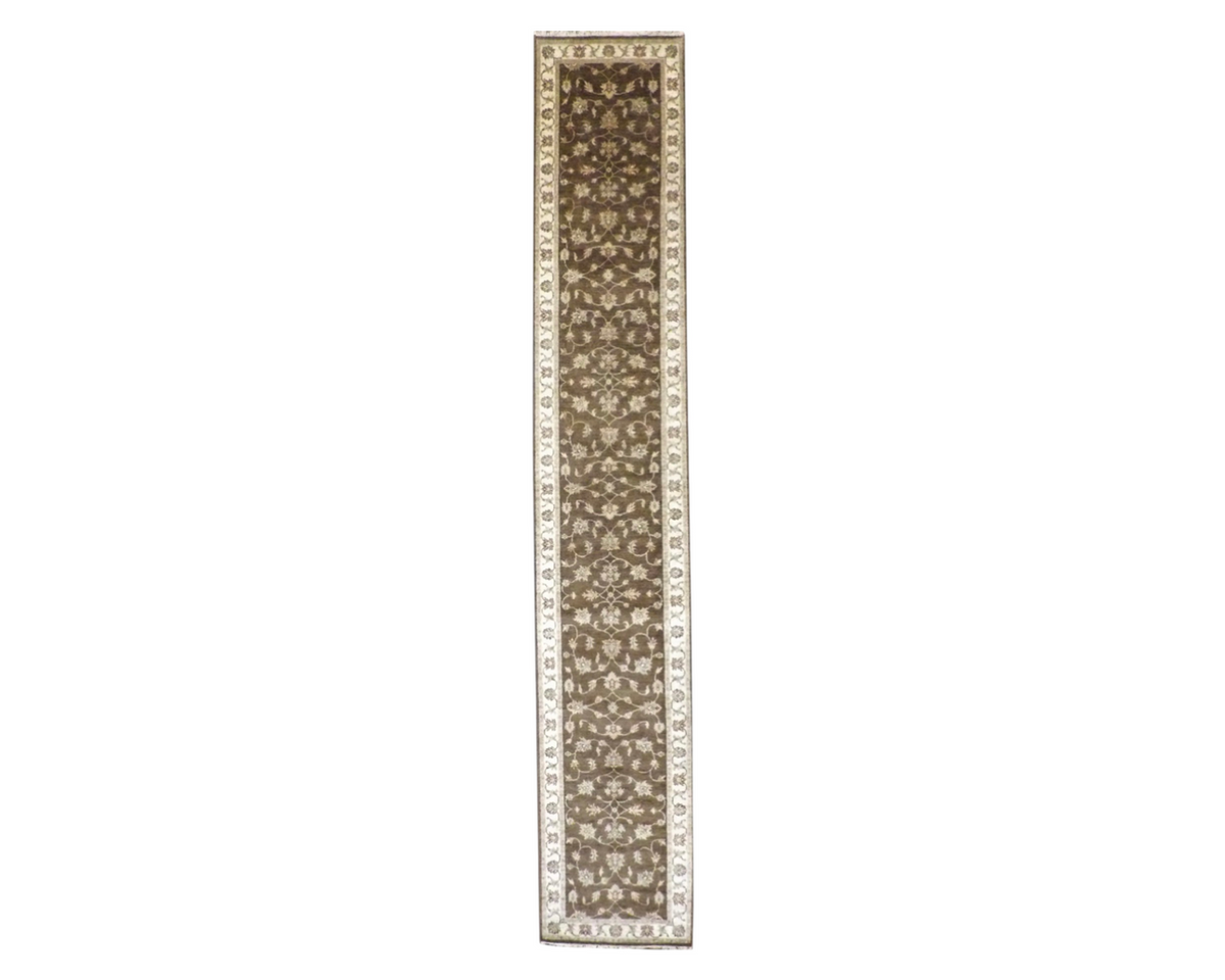 Kashan Oushak / Peshawar hand-knotted wool runner in Brown, 2'9" x 15'10", SKU W1160
