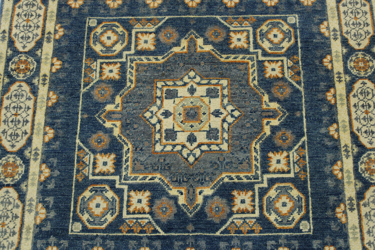 Back of Tribal Super Kazak hand-knotted rug