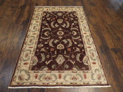 Close-up of wool pile, brown and beige rug