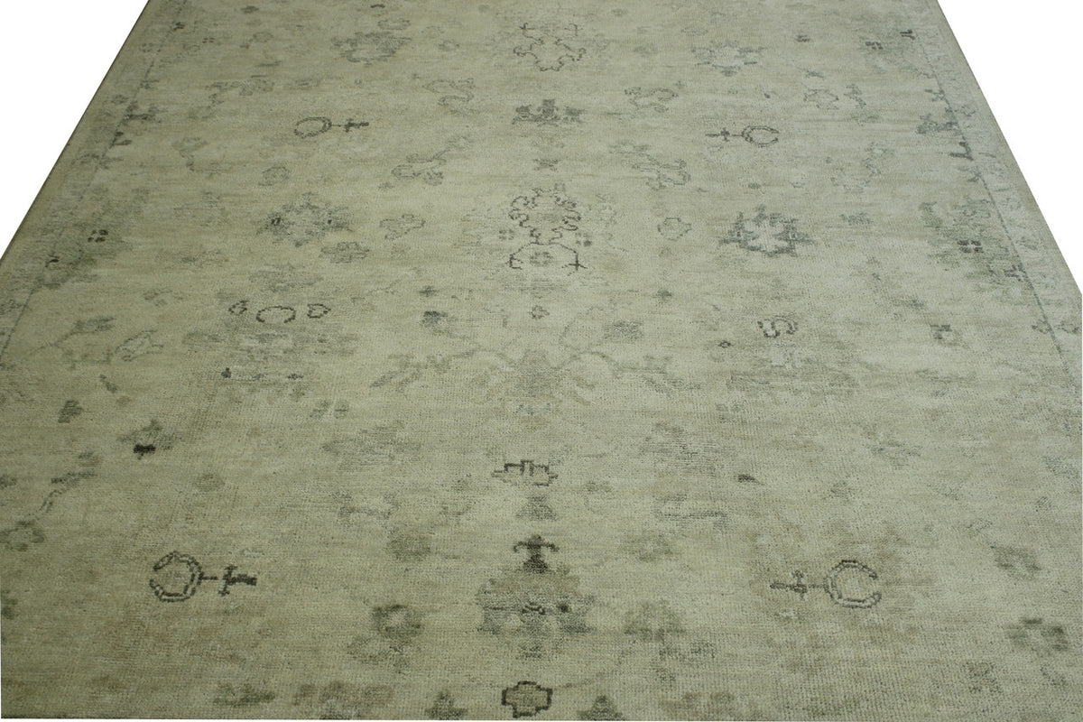 Gray & Beige Oushak Ziegler rug in room setting