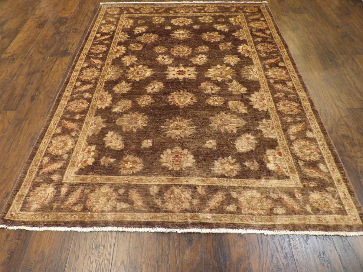 Back of hand-knotted Oushak Chobie rug showing construction