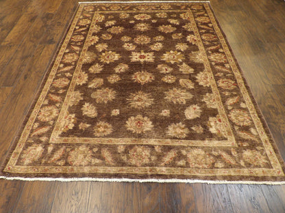Back of hand-knotted Oushak Chobie rug showing construction
