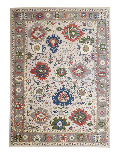 Oushak Ziegler hand-knotted wool rug in Gray & Beige, full view