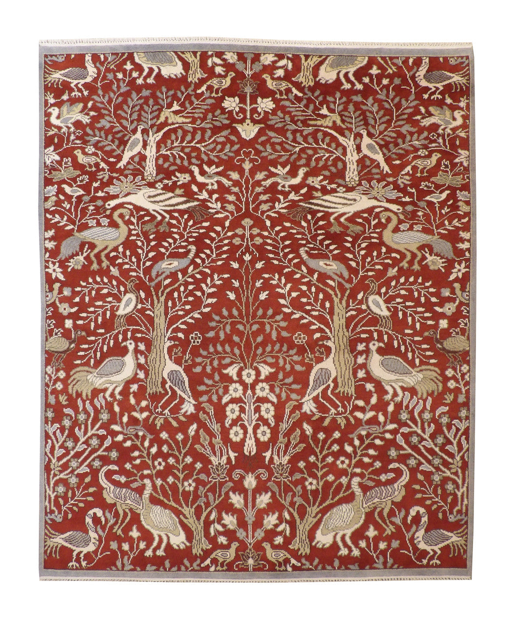 Tribal Ziegler hand-knotted wool rug in Red, full view