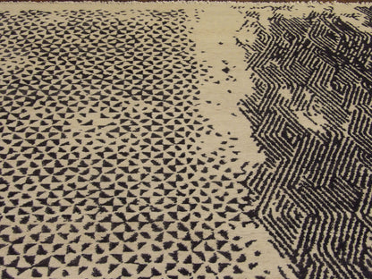 Back of Modern Broken Net Design hand-knotted rug