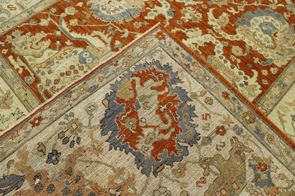 Tribal Vegetable Dye Mamluk hand-knotted wool rug in Rust, full view