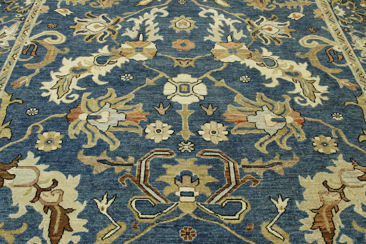 Back of Oushak Chobi hand-knotted rug
