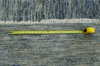 Blue & Gray Modern Grass Design rug in room setting