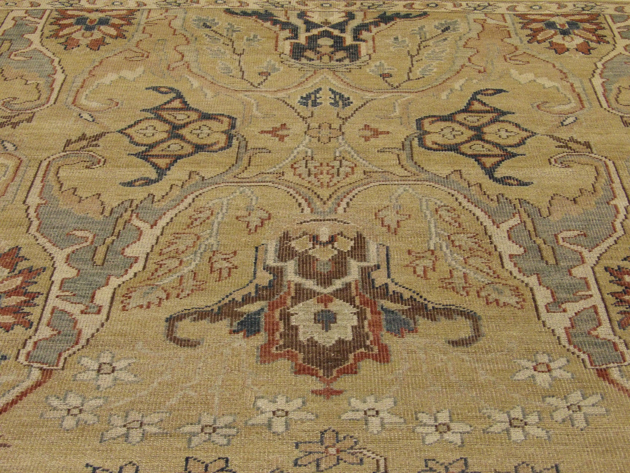 Back of Oushak Ziegler Vintage Antique Wash hand-knotted rug