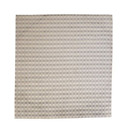 Modern Block Line Design hand-knotted wool rug in Gray & White, full view