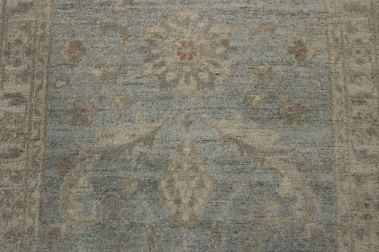 Close-up of wool pile, Blue rug