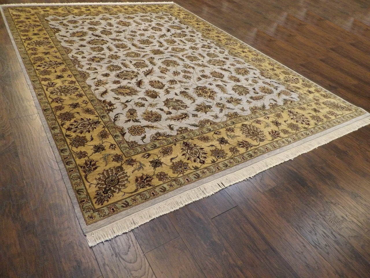 Blue Kashan rug in a formal room setting