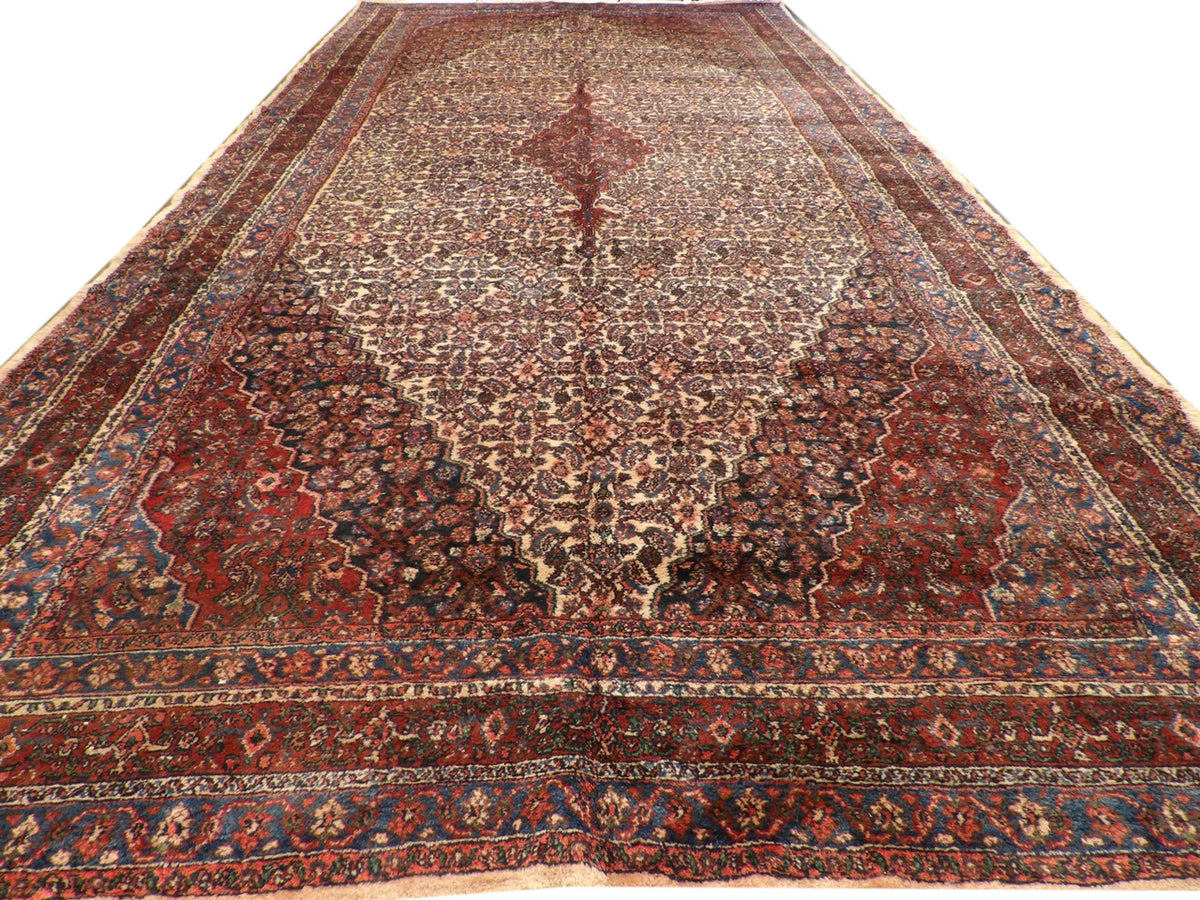 Close-up of wool pile, Beige & Red rug