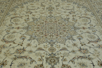 Gold & Beige Traditional Super Fine Nain rug in room setting