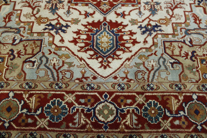 Back of Tribal Heriz hand-knotted rug
