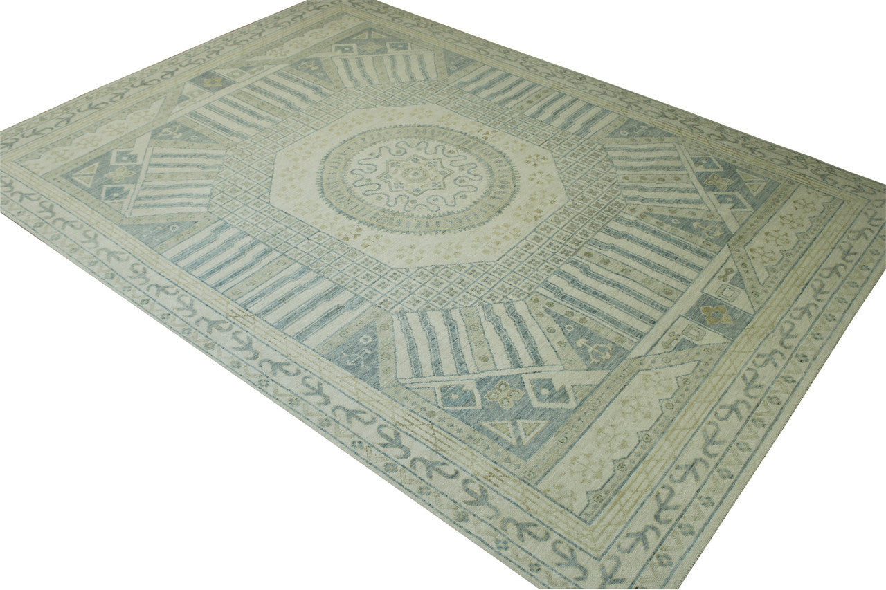 Close-up of wool pile, Gray & Beige rug