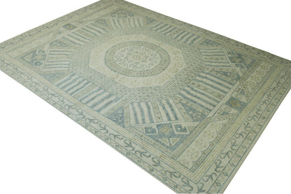 Close-up of wool pile, Gray & Beige rug