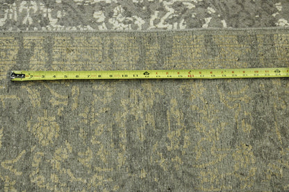 Close-up of wool-silk pile, Gray & Beige rug