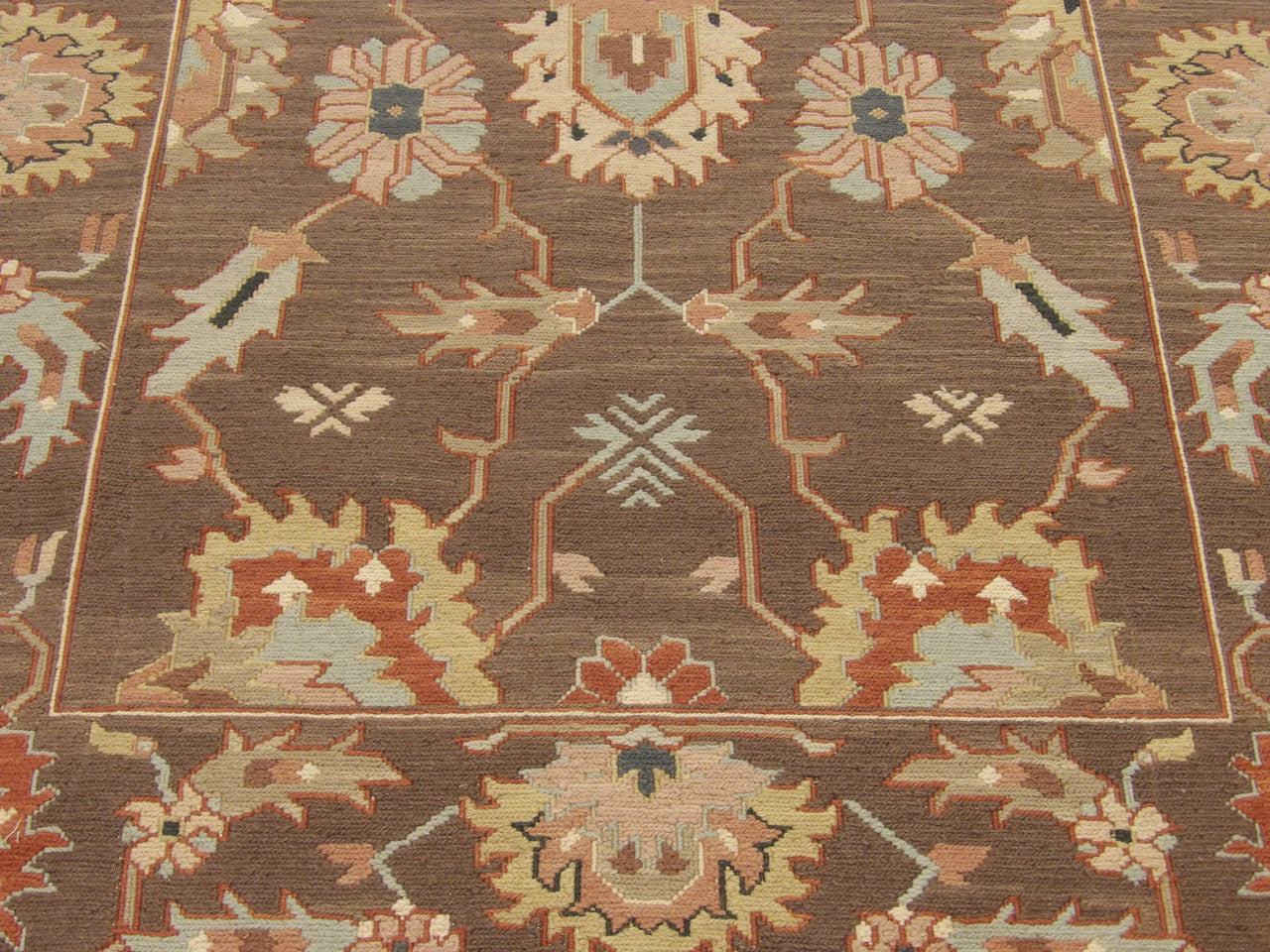Soumak runner edge detail, brown