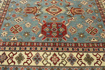 Tribal Super Kazak rug border detail