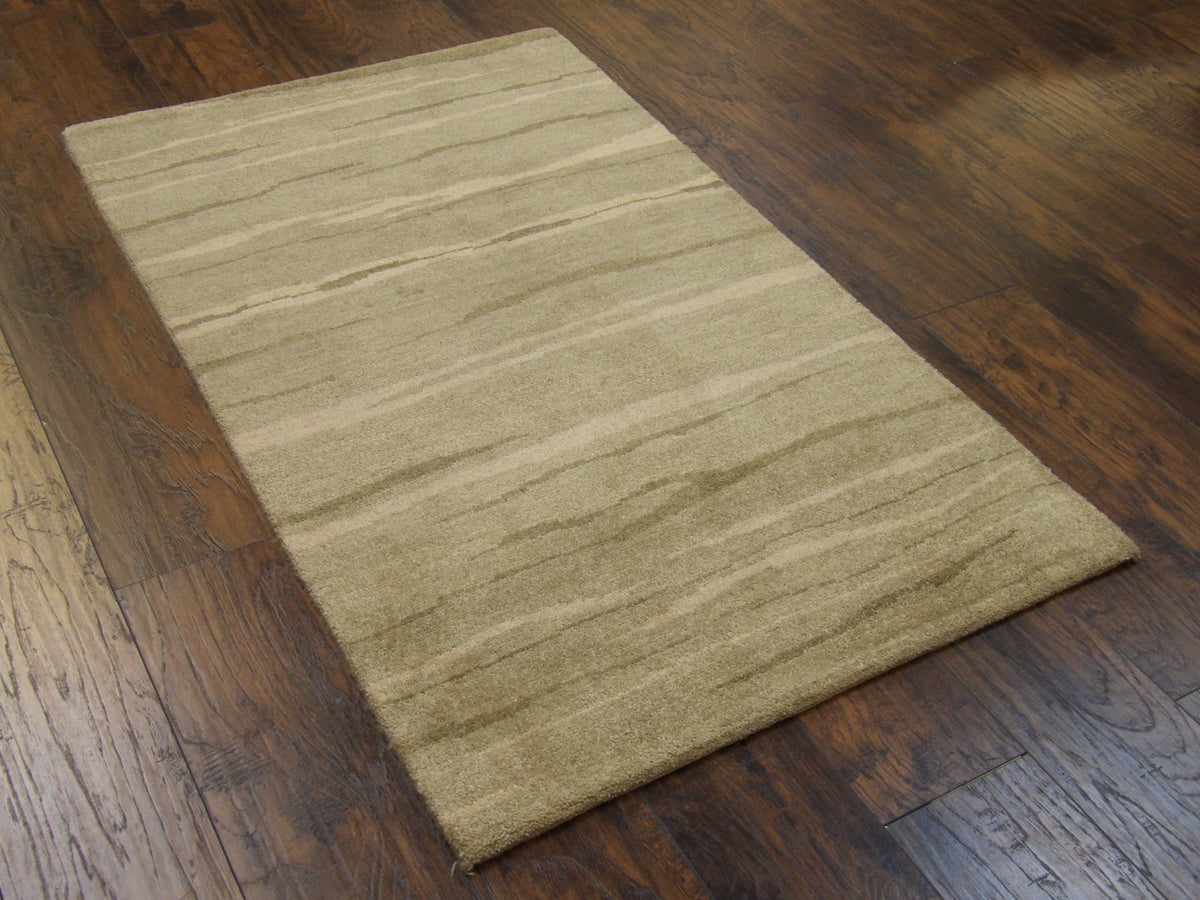 Green modern rug in a room setting