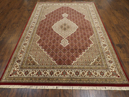 Close-up of fine knot density, Persian Tabriz rug